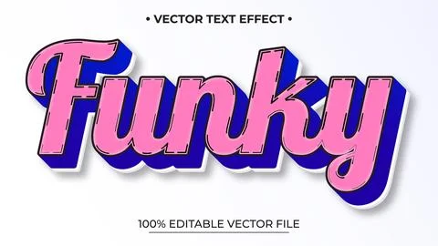 Pink Funky Text Effect with Blue Shadow and Editable Vector File on White B.. イラスト素材