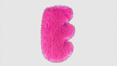 Pink Fur Letter E With Alpha Stock Footage 155637058
