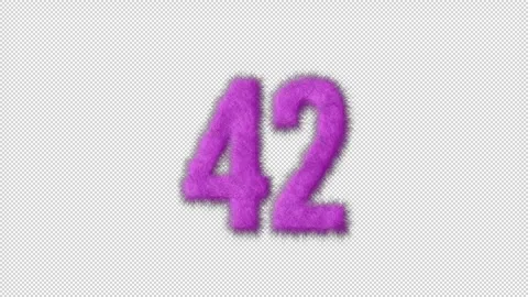 Pink furry number 42 with alpha channel,... | Stock Video | Pond5