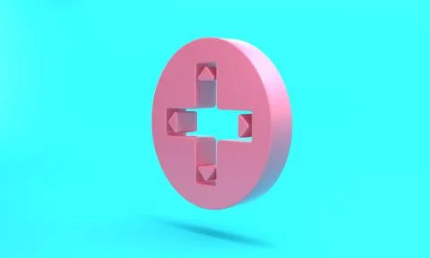 Pink Game controller or joystick for game console icon isolated on turquoise  Stock Illustration