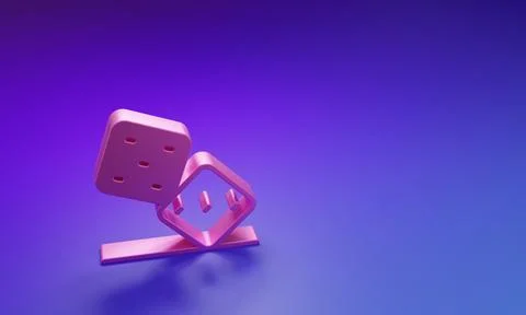 Pink Game dice icon isolated on purple-blue background. Casino gambling. Mi.. Stock Illustration