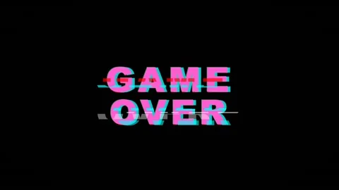 Pink Game Over Glitch Animation 4K Retro Arcade Digital Effect Stock Footage 337177645