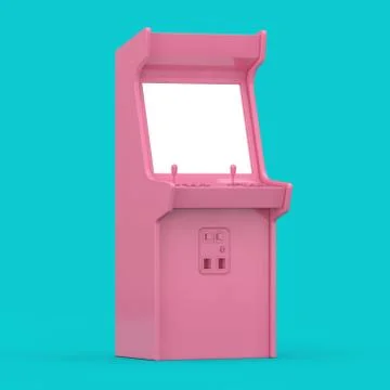 Pink Gaming Arcade Machine with Blank Screen for Your Design in Duotone Style Illustrazione stock