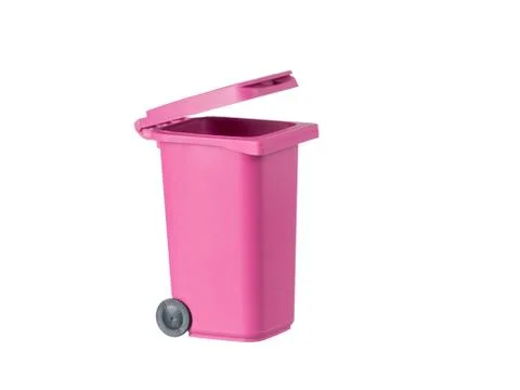 Pink garbage container isolated on white background Stock Photos