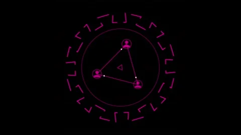 Pink gear icon with linked humans representing corporate teamwork Stock Footage 344034420