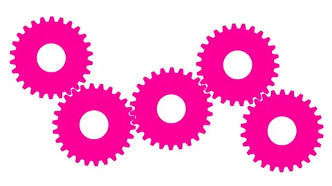 Pink gears spin 2 white Stock Footage 199397166