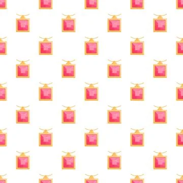 Pink gemstone pendant repeating pattern on white background Stock Illustration