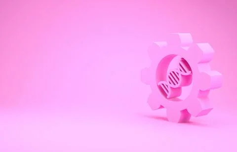 Pink Genetic engineering icon isolated on pink background. DNA analysis, gene Stock Illustration