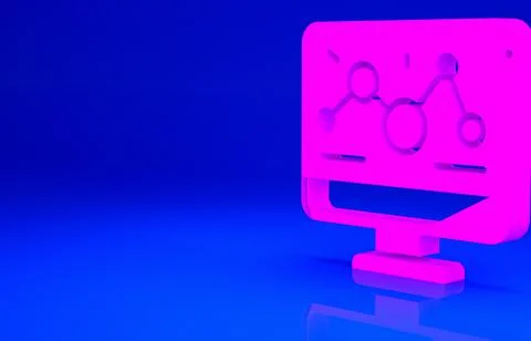 Pink Genetic engineering modification on laptop icon isolated on blue backgro イラスト素材