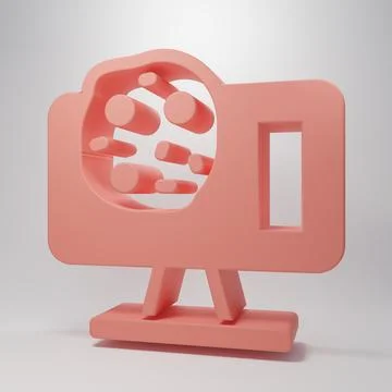 Pink Genetic engineering modification on laptop icon isolated on pink backg.. Illustrazione stock