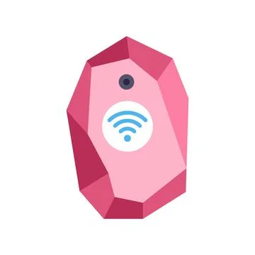 Pink geometric beacon transmitting wireless signal for iot Stock Illustration