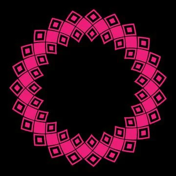 Pink geometric circle on black background Stock Illustration