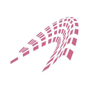Pink Geometric Curved Grid Shape Stock Illustration