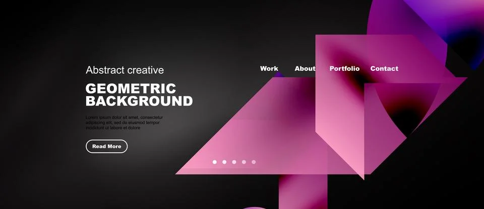 Pink geometric gradient collage web page template, panoramic vector backgroun Stock Illustration