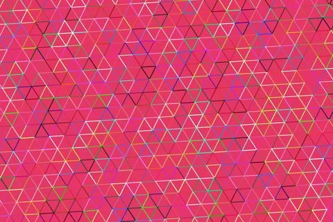 Pink geometric pattern with triangles and colorful lines Stock Illustration