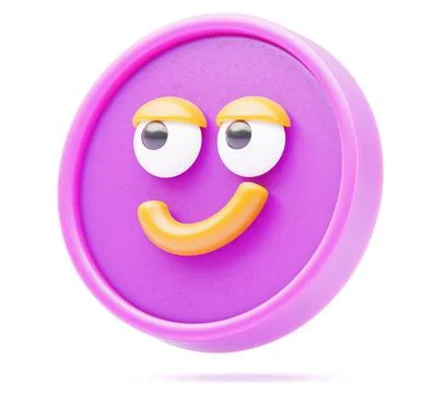 Pink geometric round 3d character - cute basic figure shape with yellow eyes and Stock Illustration