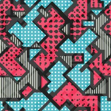 Pink geometric seamless pattern Stock Illustration