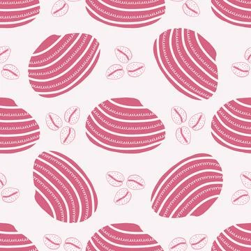 Pink Geometric Seashells Repeating Seamless Pattern Background 스톡 일러스트