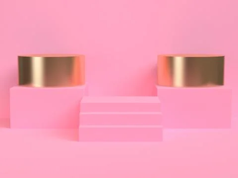 Pink geometric shape scene minimal style 3d rendering. Stock Illustration