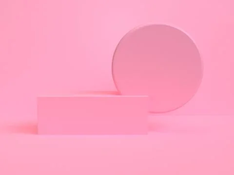 Pink geometric shape scene minimal style 3d rendering. Stock Illustration