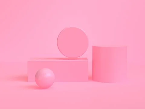 Pink geometric shape scene minimal style 3d rendering. Stock Illustration