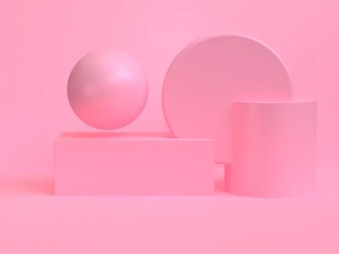 Pink geometric shape scene minimal style 3d rendering. Stock Illustration