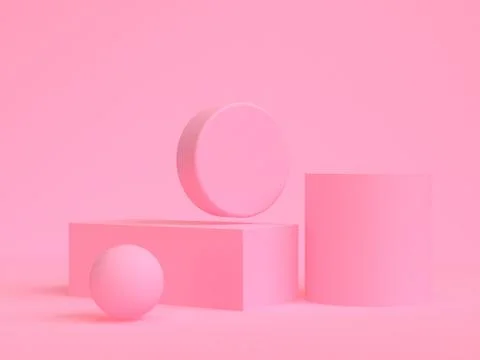 Pink geometric shape scene minimal style 3d rendering. Stock Illustration