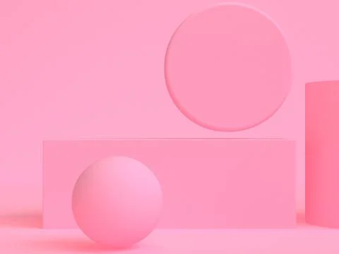 Pink geometric shape scene minimal style 3d rendering. Stock Illustration