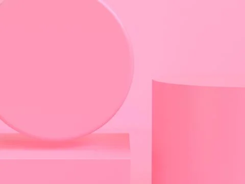 Pink geometric shape scene minimal style 3d rendering. Stock Illustration