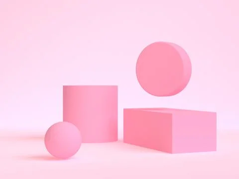 Pink geometric shape scene minimal style 3d rendering. Stock Illustration