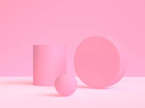 Pink geometric shape scene minimal style 3d rendering. Stock Illustration
