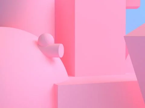 Pink geometric shape scene minimal style 3d rendering. Stock Illustration
