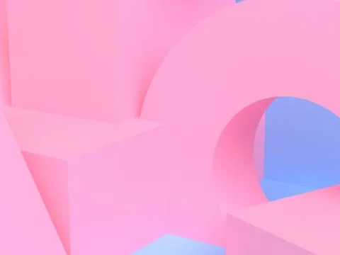 Pink geometric shape scene minimal style 3d rendering. Stock Illustration
