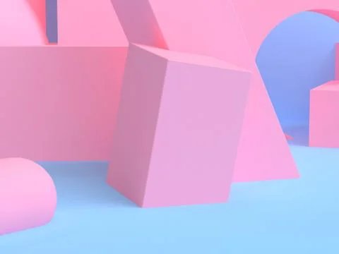 Pink geometric shape scene minimal style 3d rendering. Stock Illustration