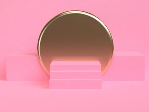 Pink geometric shape scene minimal style 3d rendering. Stock Illustration