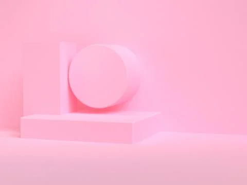 Pink geometric shape scene minimal style 3d rendering. Stock Illustration