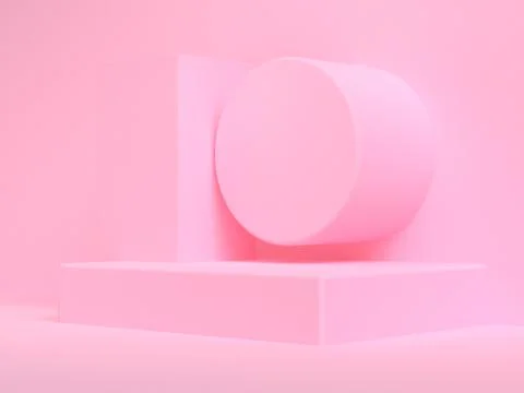 Pink geometric shape scene minimal style 3d rendering. Stock Illustration