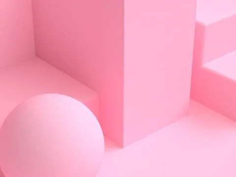 Pink geometric shape scene minimal style 3d rendering. Stock Illustration