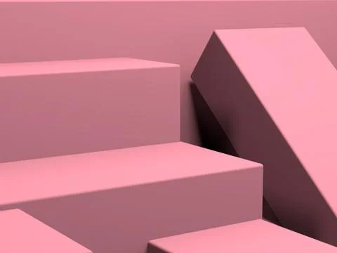 Pink geometric shape scene minimal style 3d rendering. Stock Illustration