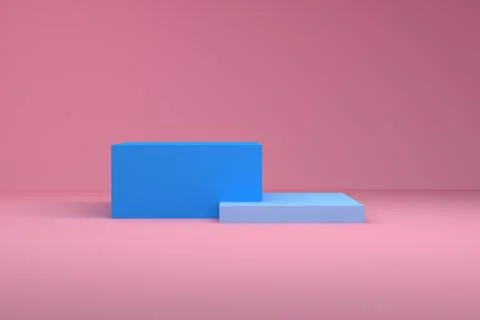 Pink geometric shape scene minimal style 3d rendering. Stock Illustration