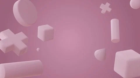Pink geometric shapes float in three dimensional pink space Video stock 333114366