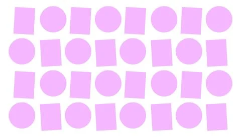 Pink geometric shapes pattern on white, Pink circles and rectangles design, M イラスト素材