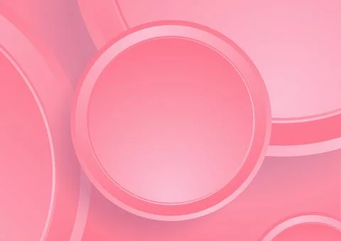 Pink geometric tech background with minimal paper circles Stock Illustration