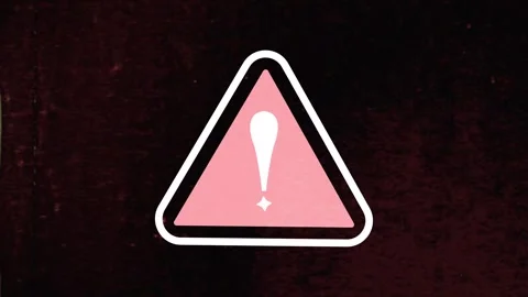 Pink geometric triangle warning sign with red border Stock Footage 332042417