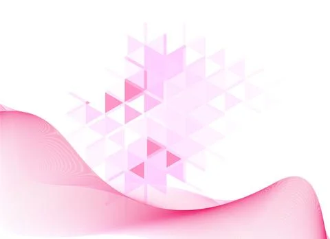 Pink Geometric Triangles and Wavy Lines Background Stock Illustration