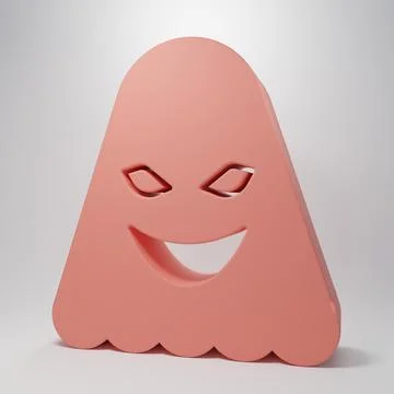 Pink Ghost icon isolated on pink background. Minimalism concept. 3D render .. Stock Illustration