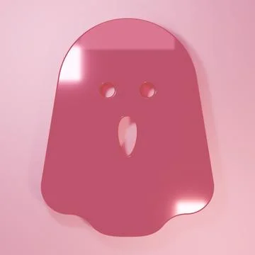 Pink Ghost icon isolated on pink background. Happy Halloween party. Minimal.. Stock Illustration