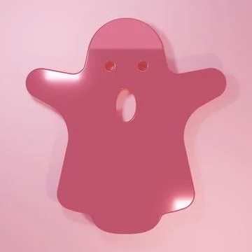 Pink Ghost icon isolated on pink background. Happy Halloween party. Minimal.. Stock Illustration