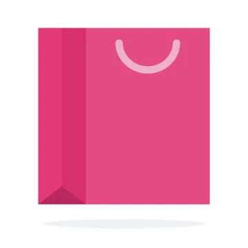 Pink gift bag vector flat material design isolated object on white background. Stock Illustration