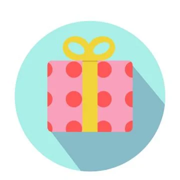 Pink Gift box with circle pattern and ribbon on blue circle vector illustration Stock Illustration